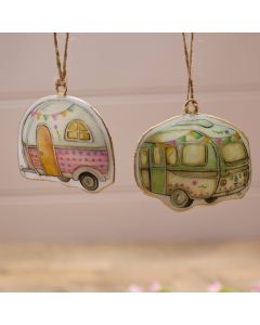 CAMPING CARAVAN SHAPED METAL HANGER 2 ASSTD