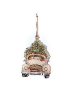 CHRISTMAS VINTAGE METAL CAR SHAPED HANGER