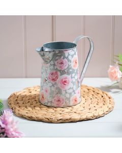 COTTAGE GARDEN TIN JUG WITH ALUMINIUM EFFECT DECORATIVE USE ONLY NOT SUITABLE FOR WATER