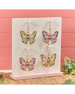 BUTTERFLY WITH FLOWERS METAL HANGER 4 ASSTD 48/9DS STAND **