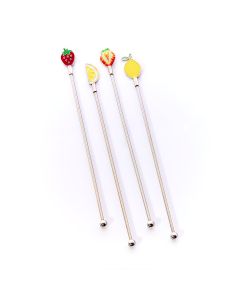 METAL FRUIT DRINK STIRRER S/4 IN BOX+