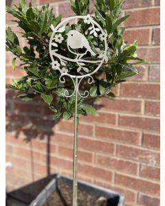 METAL ROBIN CUTOUT GARDEN STAKE GREY METAL