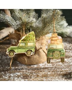 CHRISTMAS ON THE FARM METAL SHAPED LANDY HANGER 2 ASSTD