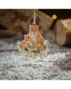 CHRISTMAS METAL SHAPED FOXES AND FOLIAGE HANGER