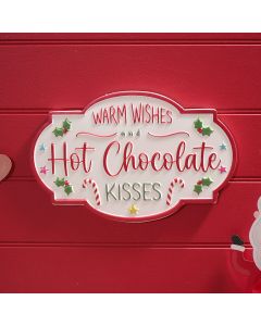 FESTIVE FUN HOT CHOCOLATE KISSES 3D EMBOSSED METAL WALL PLAQUE