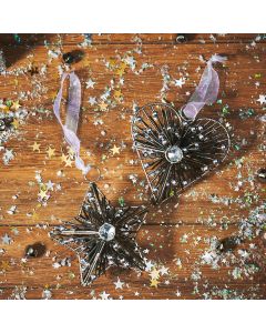 XMAS METAL BEADED WIRE HANGER 2 ASSTD SMOKY GREY WITH CRYSTAL