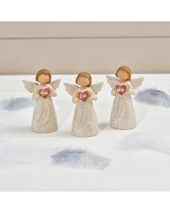 ANGEL HEART ORNAMENT 3 ASSTD WASHED RESIN WITH EMBOSSED FEATHER