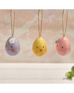 BUNNY HOPS HANDCRAFTED MINI EGG POLYRESIN HANGER 3 ASST