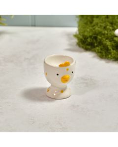 BUNNY HOPS SPOTTY NOVELTY CHICKEN SHAPE CERAMIC EGG CUP