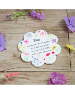 NAN CERAMIC PRETTY FLORAL FLOWER SHAPED COASTER SET OF 4