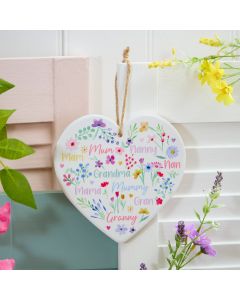 PRETTY FLORAL MIXED RELATION CERAMIC HANGING HEART