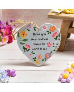 BRIGHT AND BEAUTIFUL CERAMIC HANGING HEART THANK YOU FOR YOUR KINDNESS