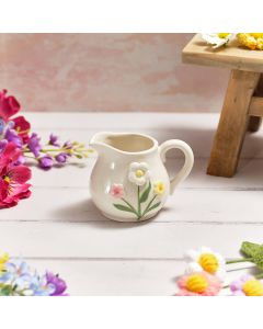 BRIGHT AND BEAUTIFUL STONEWARE DECORATIVE SMALL JUG WITH 3D FLOWER HEADS