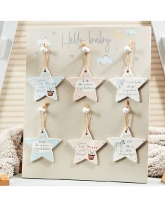 BABY STAR HANGER CERAMIC WITH MOON 6 ASSTD 36/9DS STAND **