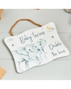 BABY TWINS CERAMIC HANGER WITH ELEPHANTS++