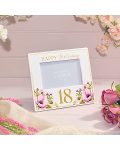 FLORAL CERAMIC 3D RAISED DETAIL WITH GOLD 18TH BIRTHDAY PHOTO FRAME