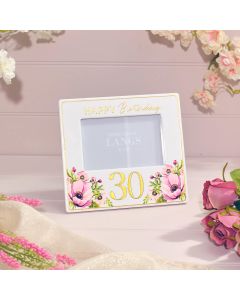FLORAL CERAMIC 3D RAISED DETAIL WITH GOLD 30TH BIRTHDAY PHOTO FRAME