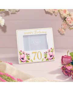FLORAL CERAMIC 3D RAISED DETAIL WITH GOLD 70TH BIRTHDAY PHOTO FRAME