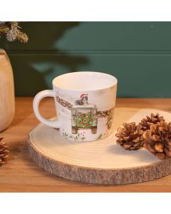 CHRISTMAS FARM STONEWARE WRAP AROUND MUG WITH GIFT BOX **
