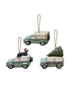 CHRISTMAS FARM LANDY RESIN HANGER 3 ASSTD