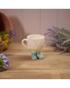 CERAMIC WELLY BOOT MUG WITH REPEAT FLOWER DESIGN