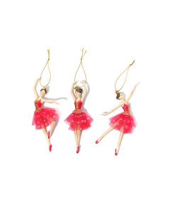 FAIRYTALE RED HANGING RESIN DANCING ORNAMENTS 3 ASSTD