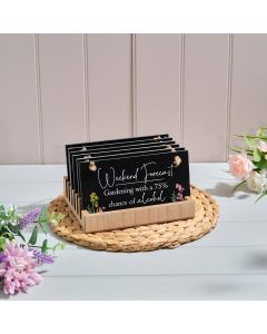 COTTAGE GARDEN 6 ASSTD SAYING SLATE PLAQUE WITH STAND 24