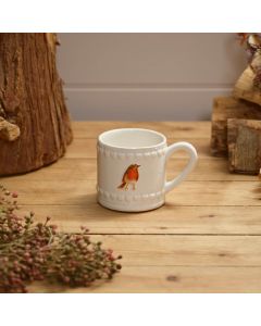 COUNTRYSIDE WOODLAND CERAMIC EMBOSSED ROBIN MUG