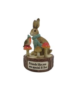 COUNTRYSIDE WOODLAND HARE WITH MUSHROOMS FRIENDS LIKE YOU ARE SPECIAL AND FEW RESIN ORNAMENT