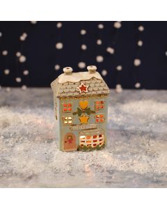 CHRISTMAS MARKET STONEWARE OLD BAKERY SHOP CANDLE HOLDER