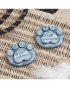 PAWPRINT MEMORIAL STONE 2 ASSTD GREY TEXTURED POLYRESIN