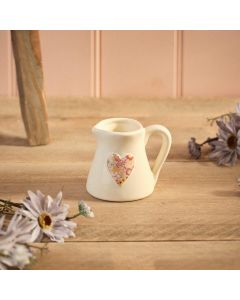 DITSY FLORAL STONEWARE EMBOSSED HEART MILK JUG