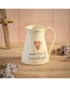 DITSY FLORAL STONEWARE EMBOSSED HEART LARGE JUG