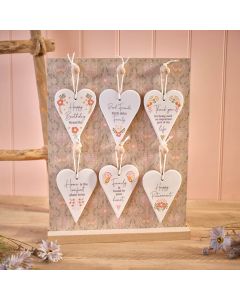 DITSY FLORAL CERAMIC HEART HANGER 6 ASSTD DESIGNS WITH 9DS STAND 36 **