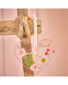 DITSY FLORAL RESIN HEART HANGER WITH PRESSED DRIED FLOWERS SPECIAL FRIEND
