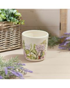 CERAMIC FLORAL FEATHERED BIRD PLANT POT FULL WRAP