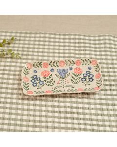 FLOURISH AND FOLIAGE STONEWARE DECORATIVE EMBOSSED TRAY WITH SHAPED EDGING