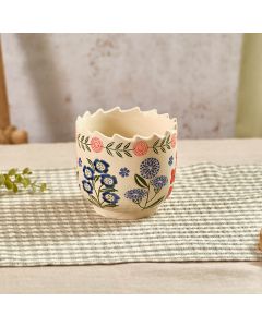FLOURISH AND FOLIAGE STONEWARE DECORATIVE EMBOSSED PLANT POT
