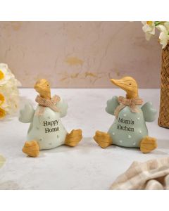 FLORAL SERENADE HANDCRAFTED EMBOSSED HEARTS HOME AND KITCHEN POLYRESIN MEDIUM DUCK ORNAMENT 2 ASST