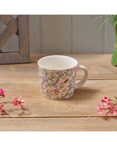GARDEN BIRDS MIXED BIRD AND FLORAL REPEAT PATTERN STONEWARE MUG GIFT BOXED **