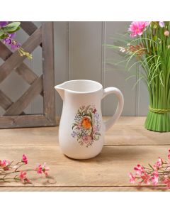 GARDEN BIRDS FLORAL ROBIN DECORATIVE CERAMIC JUG