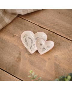 GRACEFULLY GIFTED STONEWARE DOUBLE HEART SHAPED TRINKET DISH GIFT BOXED