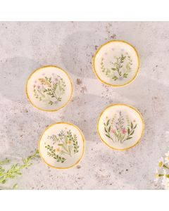 GARDEN IMPRESSIONS DELICATE FLORAL STONEWARE TRINKET DISH 4 ASSTD