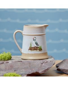 PUFFIN JUG STONEWARE WITH NATURAL BASE