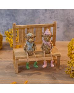 RUSTY AND BONNIE HIGHLAND RESIN SHELF SITTING ORNAMENT 2 ASSTD