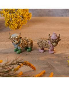 RUSTY AND BONNIE HIGHLAND RESIN ORNAMENT 2 ASSTD