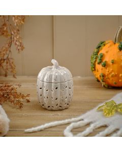 HARVEST PUMPKIN CERAMIC WAX MELT BURNER WITH LID