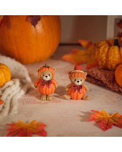 HARVEST HOME RESIN PUMPKIN BEAR ORNAMENT 2 ASSTD