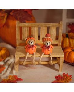 HARVEST HOME RESIN PUMPKIN BEAR SHELF SITTER ORNAMENT 2 ASSTD