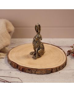 HARE SITTING BRONZE COLOUR RESIN SITTING ORNAMENT